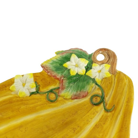 Condiment Serving Dish Fitz and Floyd Classics Autumn Gourd With Flowers Vintage - Picture 3 of 8
